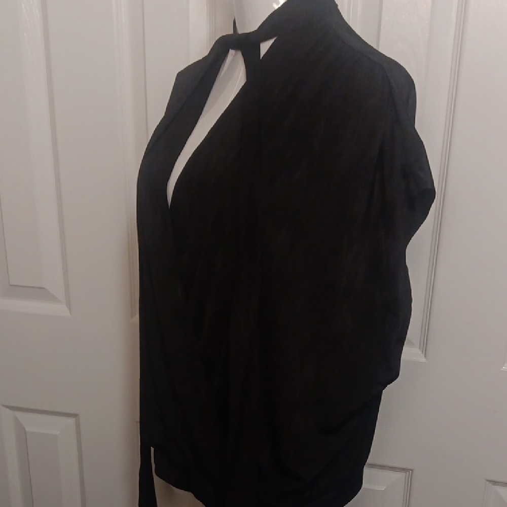 Zara Black Sleeveless Tie-Neck Blouse - Picture 4 of 9